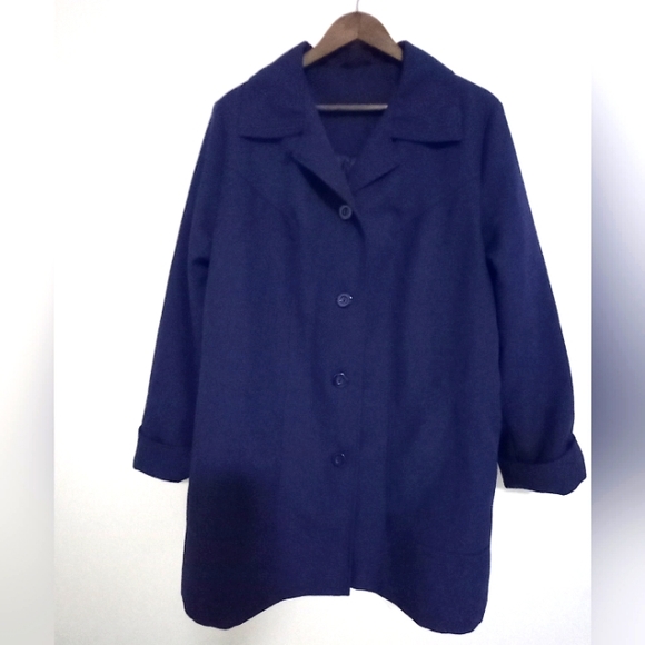 AB Abbmoore XL 16 Vintage Overcoat Jacket in Darkest Navy Blue - Picture 2 of 13